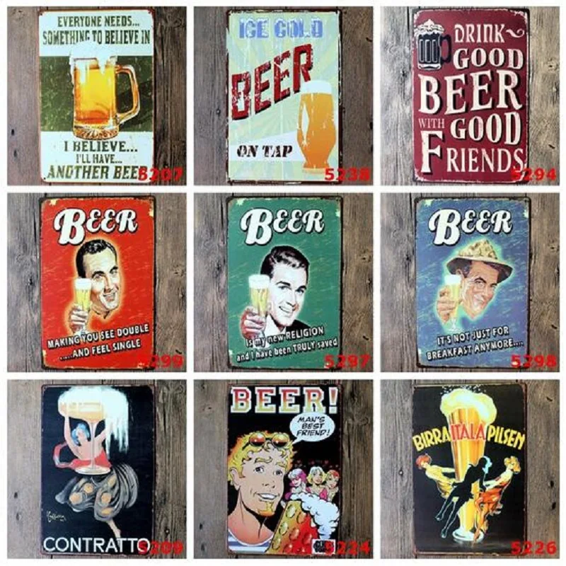 2016 винтажный домашний Декор Горячая Ретро металлическая роспись на заказ пивной