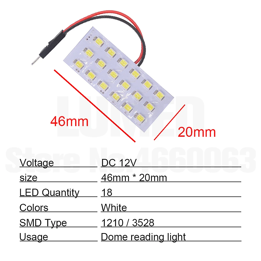 1х гирлянда T10 1210 SMD Автомобильный светодиодный панельный светильник для автомобиля, авто интерьерный светильник, купольная лампа для чтения, лампа BA9S DC 12V