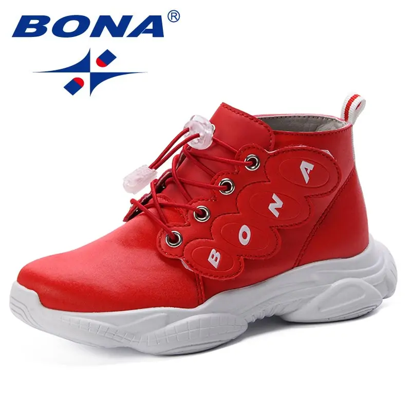 RED BONA/; сезон весна-осень; детская спортивная обувь; модные детские Нескользящие мягкие кроссовки для девочек и мальчиков; Повседневная обувь; милые кроссовки для бега - Цвет: RED