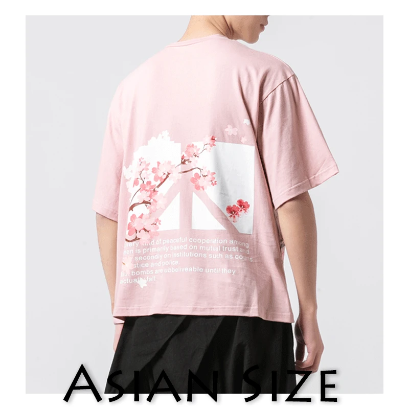 Sinicism Store футболки мужские уличная футболка Короткие мужские летние Забавные футболки Harajuku мужские хлопковые футболки в китайском стиле - Цвет: Pink (Asian Size)