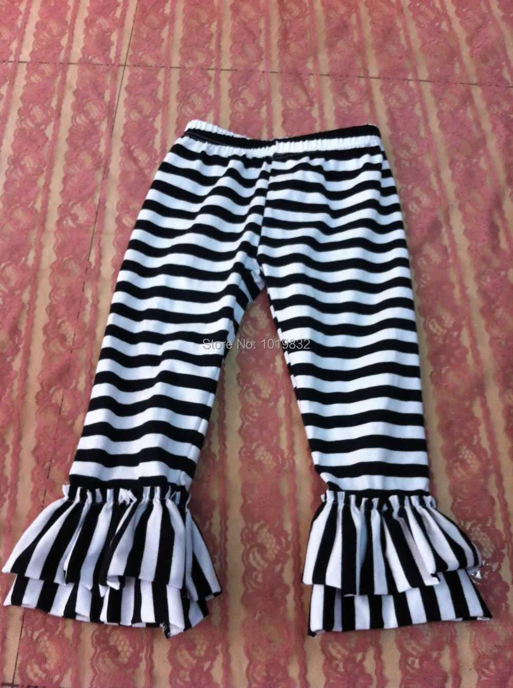 Детские леггинсы для девочек Леггинсы в черно белую полоску с оборками|kids
