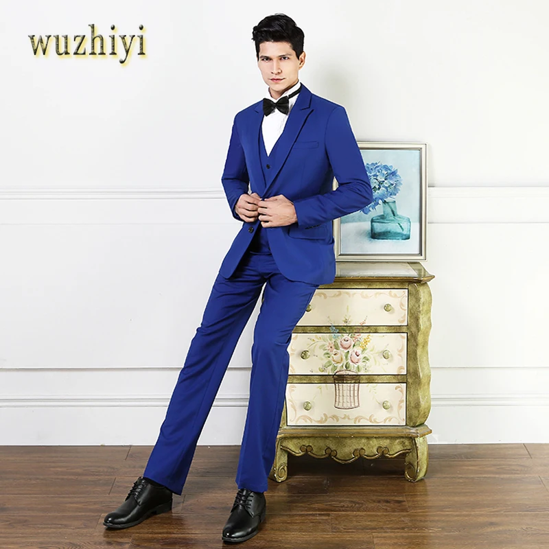 Wuzhiyi 2018 Новое поступление мужской костюм классический из спандекса Свадебная