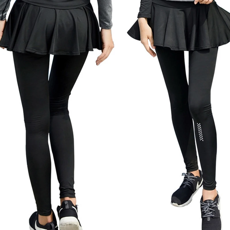 Эластичная Женская юбка + брюки 2 в 1 штаны для йоги новинка 2019 спортивная одежда