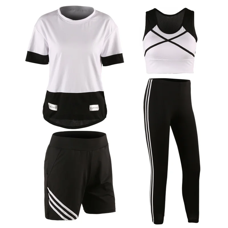 Женский набор для йоги плюс размер фитнеса дышащая спортивная одежда бега топ +