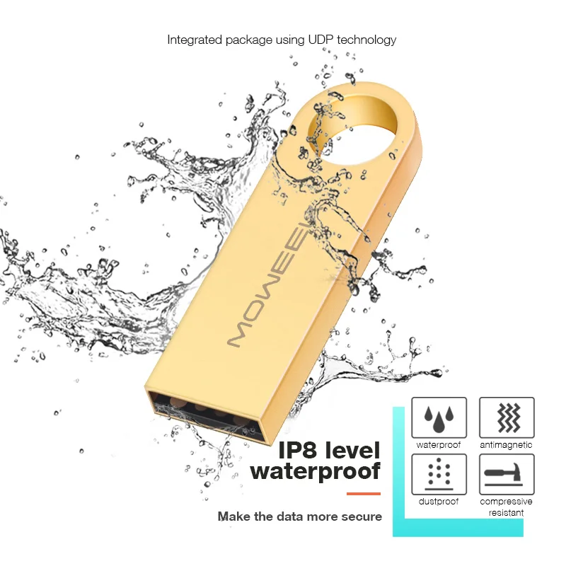 Moweek USB флеш накопитель 64 ГБ 32 16 8 4 128 водонепроницаемый металлический 2 0 U диск cel usb