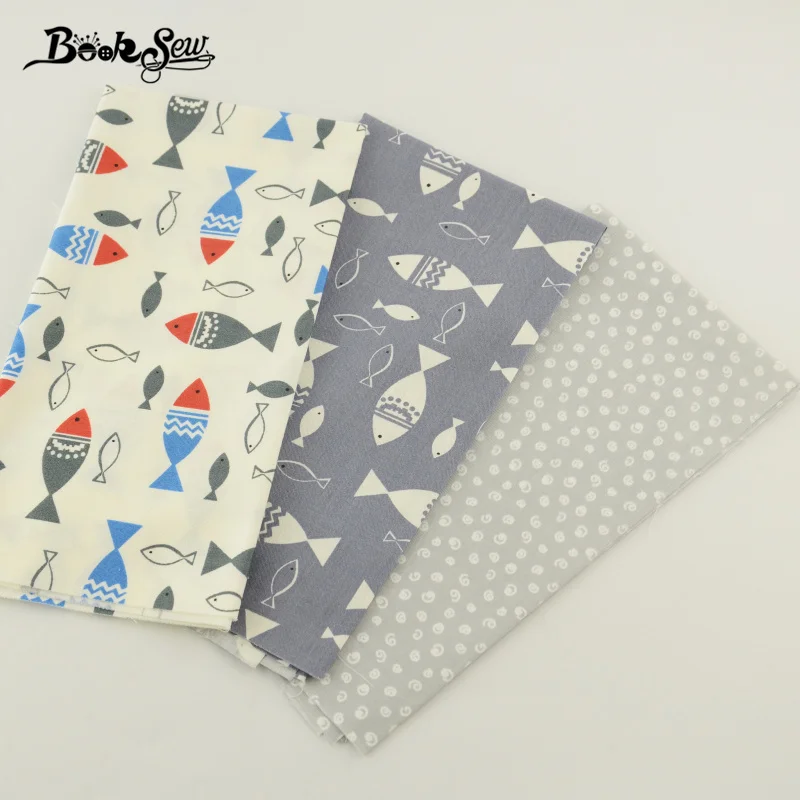 Booksew 100% хлопчатобумажная саржевая ткань 3 шт. различные цвета и дизайн четверть