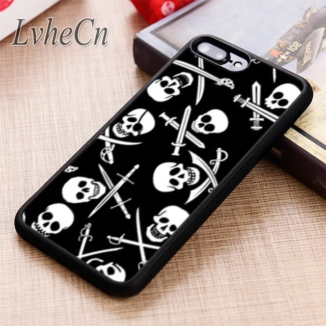 LvheCn Jolly Roger пиратские черепа чехол для телефона iPhone 5 6 6s 7 8 plus X XR XS max 11 12 Pro Samsung Galaxy S8
