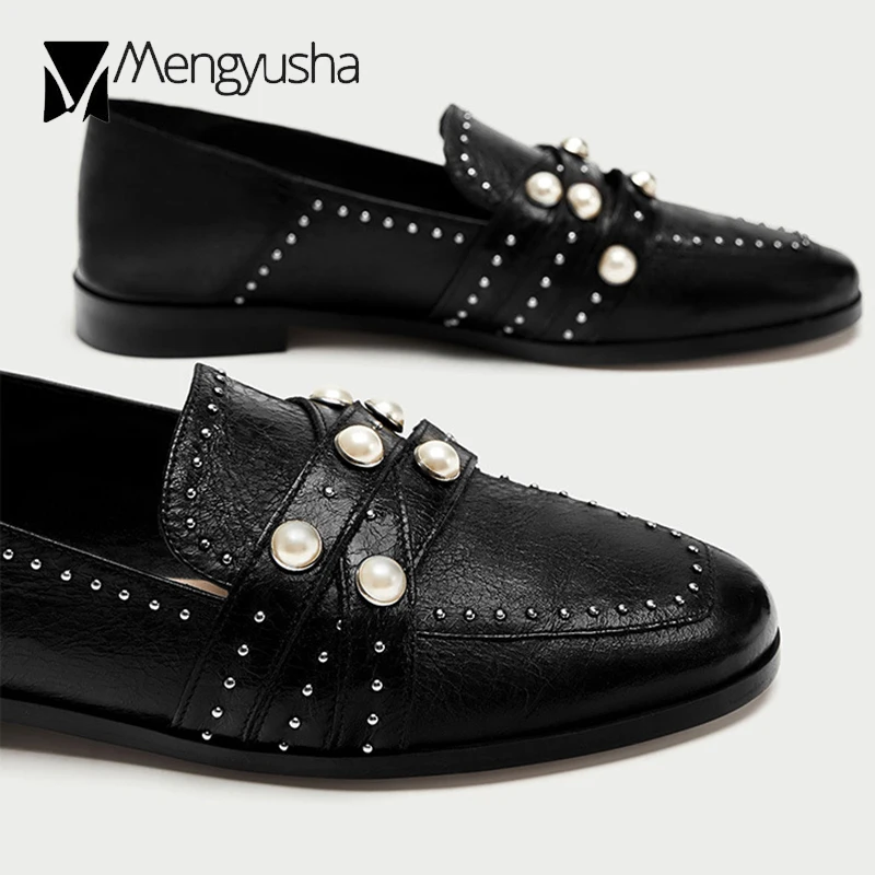 Классические черные кожаные туфли в консервативном стиле женские лоферы с