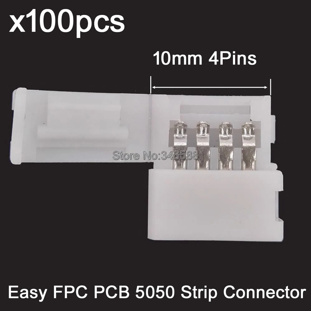 

4 контакта, 4 контакта, 10 мм, 100 шт./лот, для светодиодных лент 5050 RGB