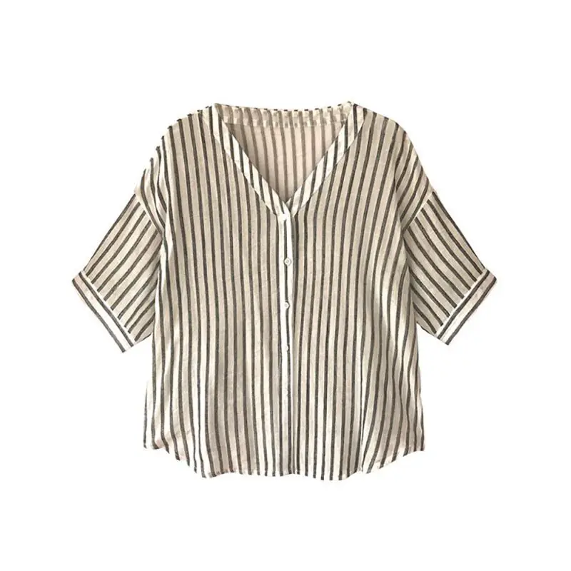 

2018 Chiffon Blouse Women Striped Shirts Long Sleeve Casual Blouses Loose Vintage Simple Top