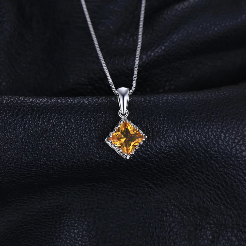 Jewelrypalace классический 1.4ct квадратный желтый создан сапфир пасьянс кулон 925 Silve