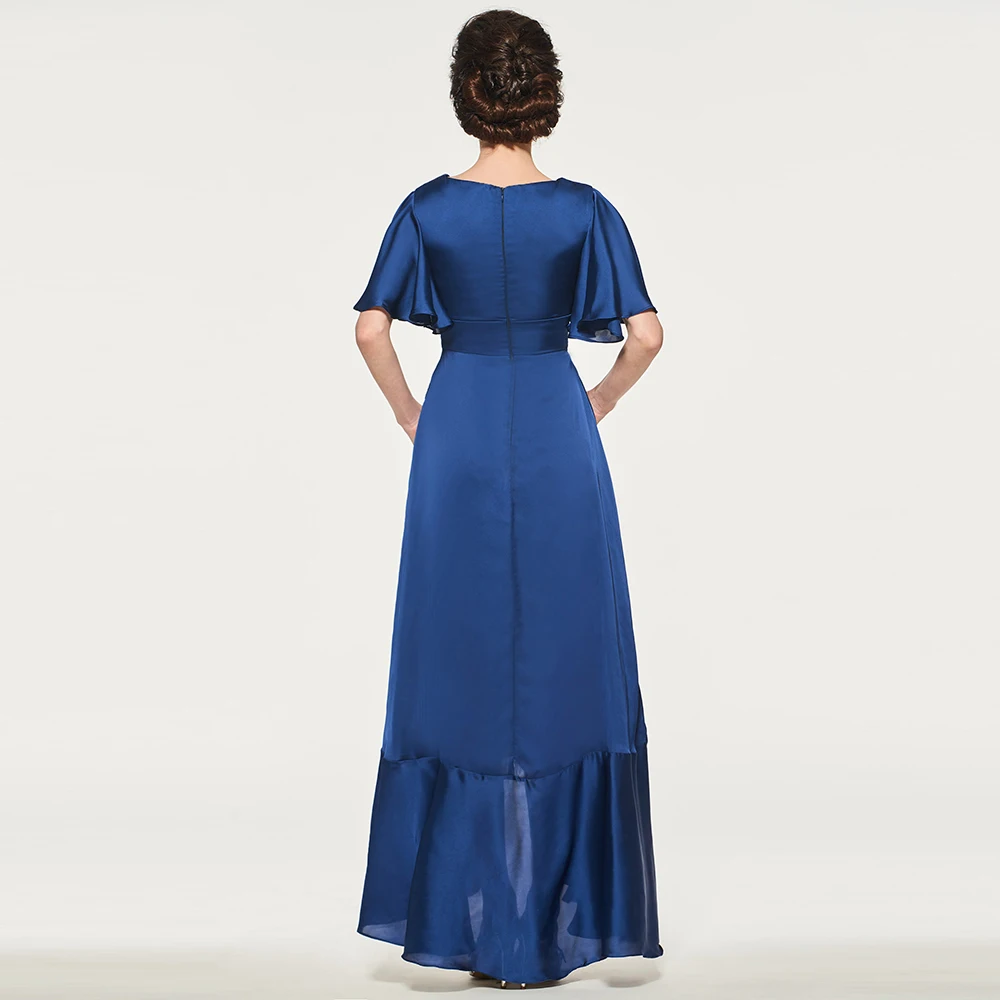 Платье темно синего цвета для мамы и дочки длинное вечернее платье с треугольным