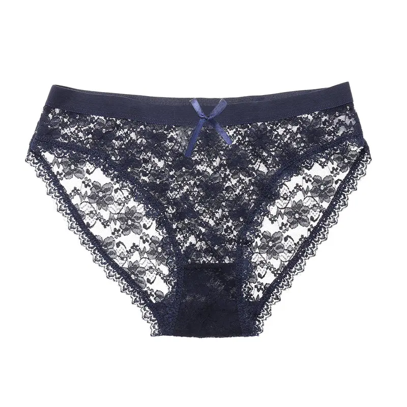 Dark blue Сексуальные трусики, белые/розовые/серые/синие/красные трусики, сексуальные женские кружевные трусики, стринги, стринги, нижнее белье, трусики с низкой посадкой - Цвет: Dark blue