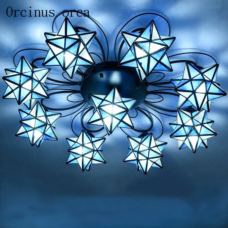 

Mediterranean Creative Star ceiling lamp living room children bedroom modern minimalist art LED ceiling lamp free shipping