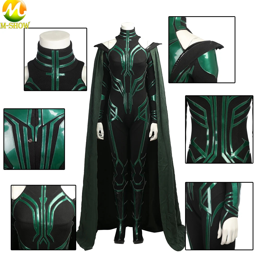Фильм Тор Ragnarok Hela Косплей Костюм Jmpsuit плащ на заказ для Хэллоуина Вечерние