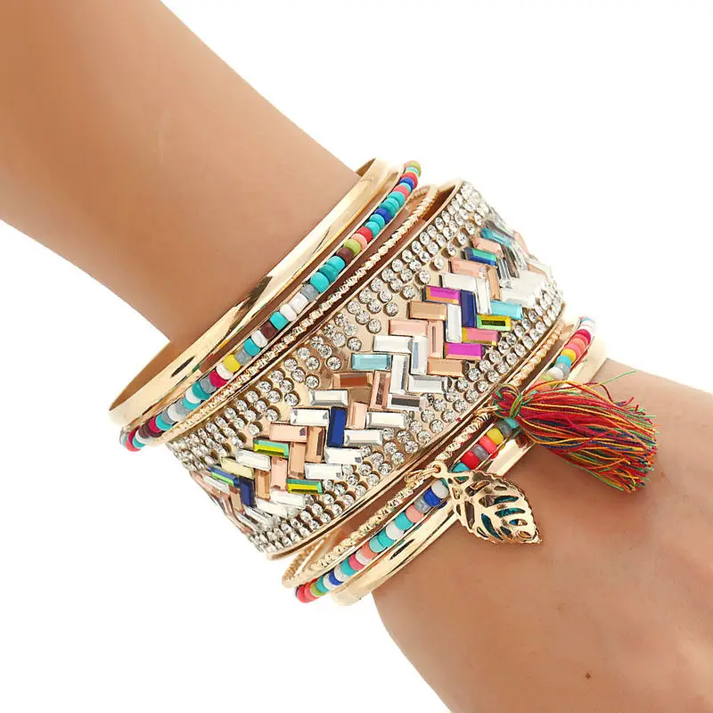 Бренд Joyme Bohemia Boho Beach Стиль многослойный браслет и браслеты для женщин кисточкой