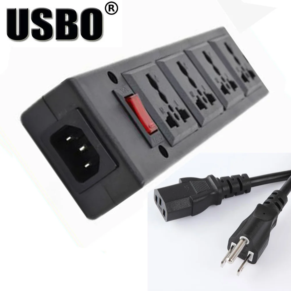 Многофункциональный 250 v 13a 1,8 м 4 jack Универсальный адаптер переменного тока в постоянный ток питания гнездо расширения IEC320 переходник американский шнур питания Розетки конвертер