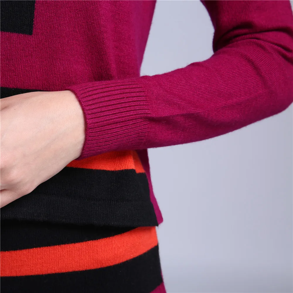 Sparsil женский полосатый дизайн кашемировый пуловер свитер + вязаная юбка/комплект