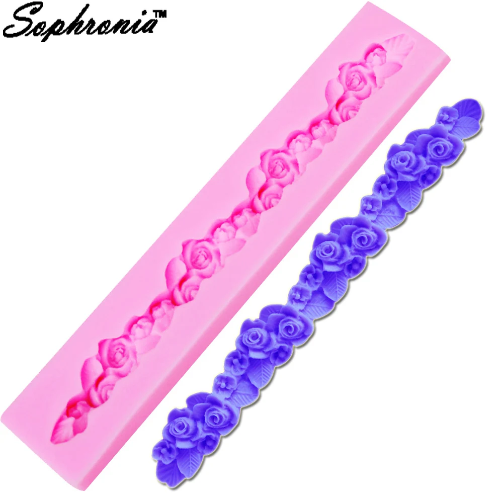 10PCS/SET Rose Flower Cake Border Silicone Mold Wedding Fondant Decorating Tools Gumpaste Chocolate Candy Clay Moulds m709 | Дом и сад