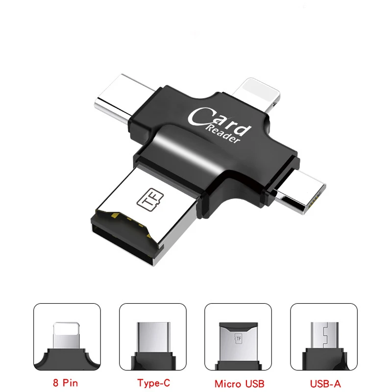 4 в 1 type C Micro USB считыватель карт памяти MicroSD картридер Android OTG ридер для iphone ipad macbook