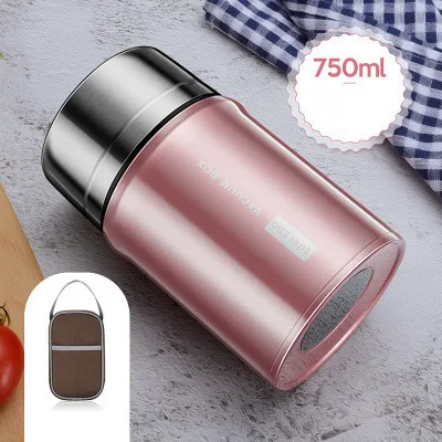 750ml Rose Gold Большой Ёмкость 750/1000 мл изотермическая чашка термосы Термокружка термос для обедов Еда контейнеры термос коробка для ланча - Цвет: 750ml Rose Gold