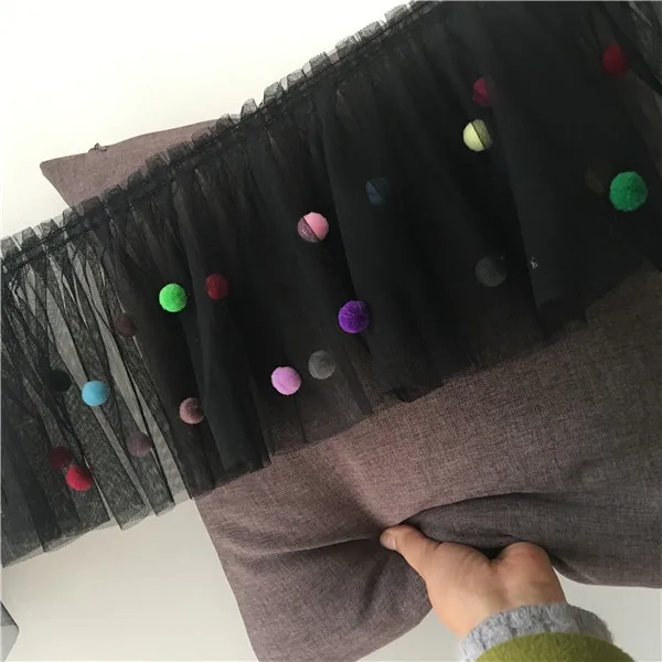 17CM Wide 3D Lace Collar Applique Embroidery Colorful Pompom Trim Girls Fluffy Dress Curtains Fringe Guipure Sewing Accessory | Дом и сад