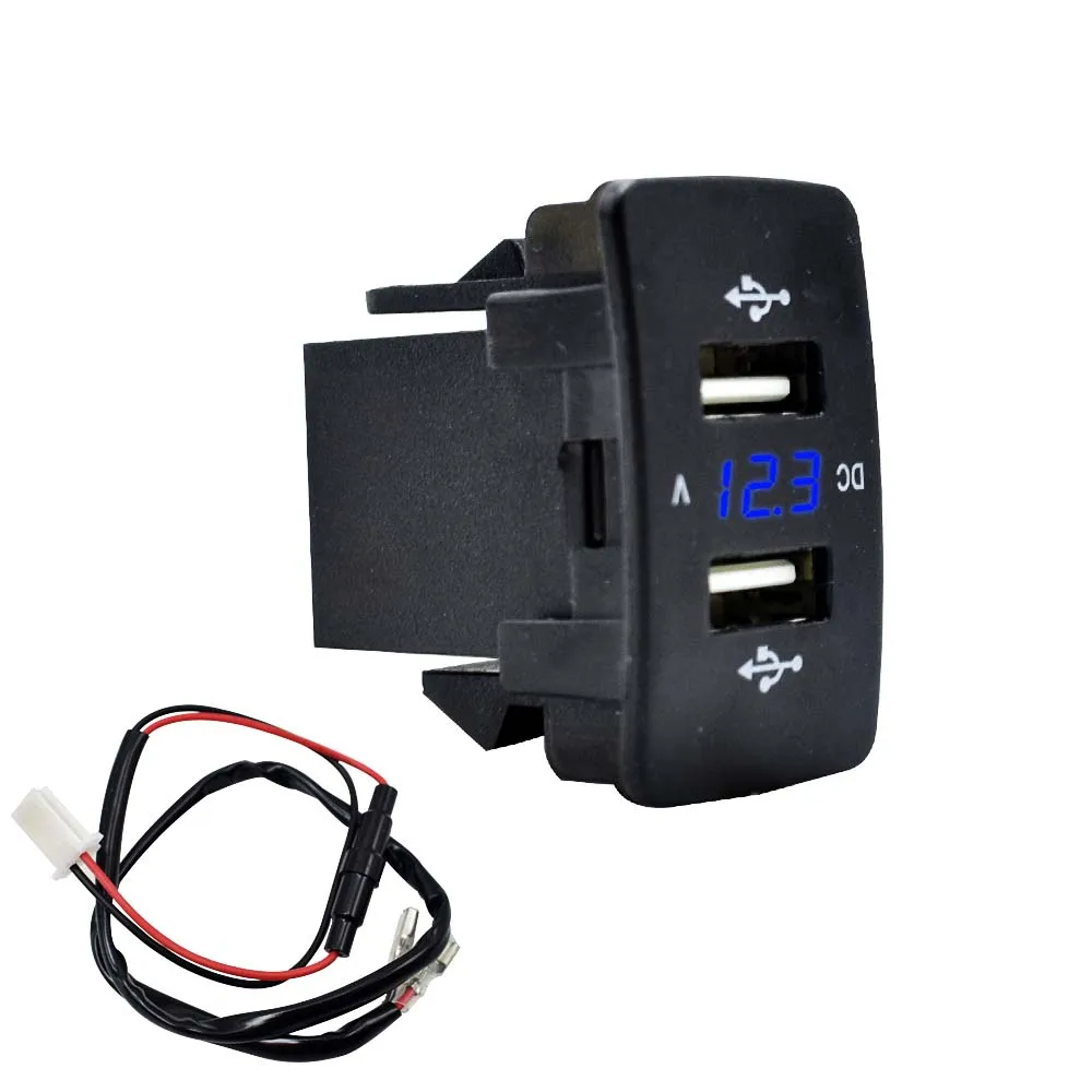 Blue light DC 12-24 в двойной USB порт автомобильное зарядное устройство прикуриватель адаптер питания с светодиодный цифровой вольтметр метр монитор для Honda - Название цвета: Blue light