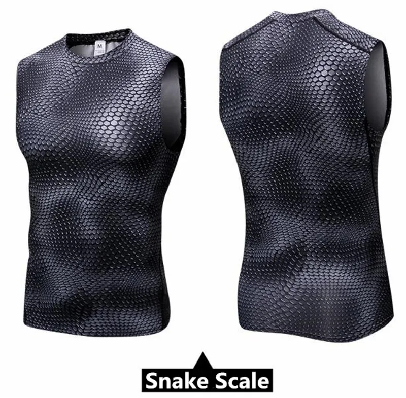 Snake Scale 200 p Мужская Pro компрессионная 3D печать плотная змеиная шкала Женская майка, эластичная быстросохнущая впитывающая спортивная форма Shaper майка Топы - Цвет: Snake Scale