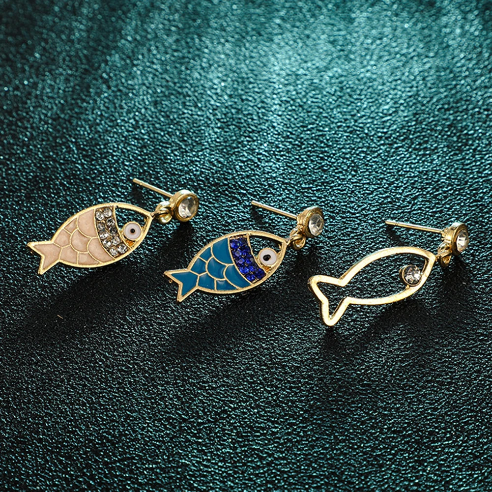 3 шт./компл. богемные полые рыбки Стразы очаровательные серьги гвоздики женские
