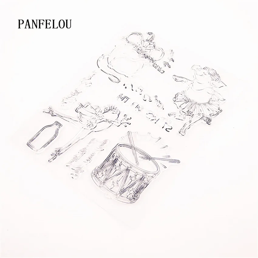 Прозрачный силиконовый штамп PANFELOU с оркестром животных декоративные прозрачные