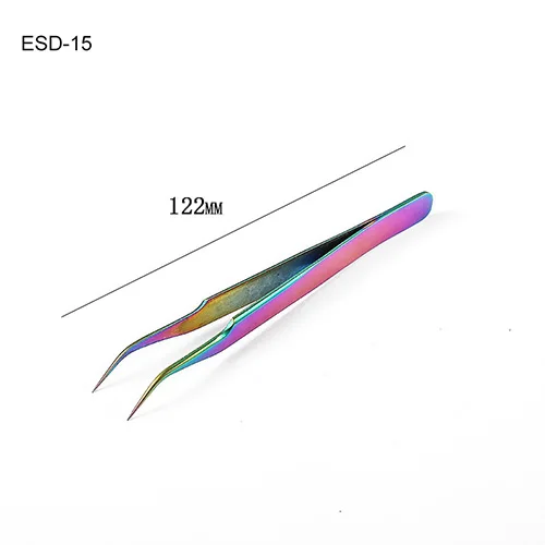 ESD-15 DIY радужные Красочные Стразы для дизайна ногтей Инструмент Черный Пинцет для удаления ресниц триммер для бровей аксессуары инструменты для макияжа B1192 - Цвет: ESD-15
