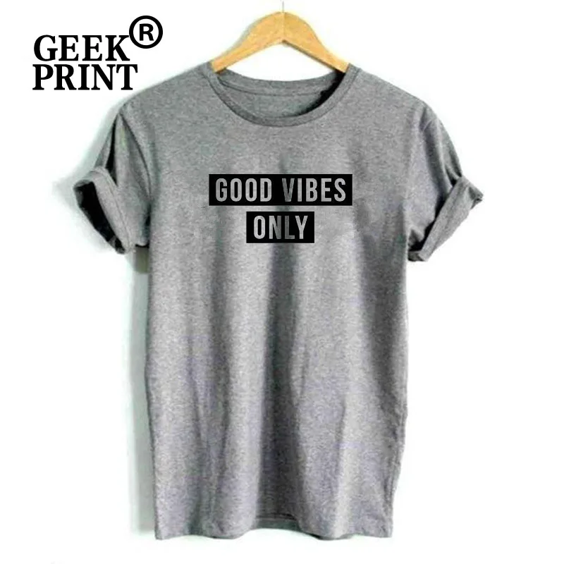 Женские топы с надписью GOOD VIBES ONLY Забавные футболки принтом подарок позитивная