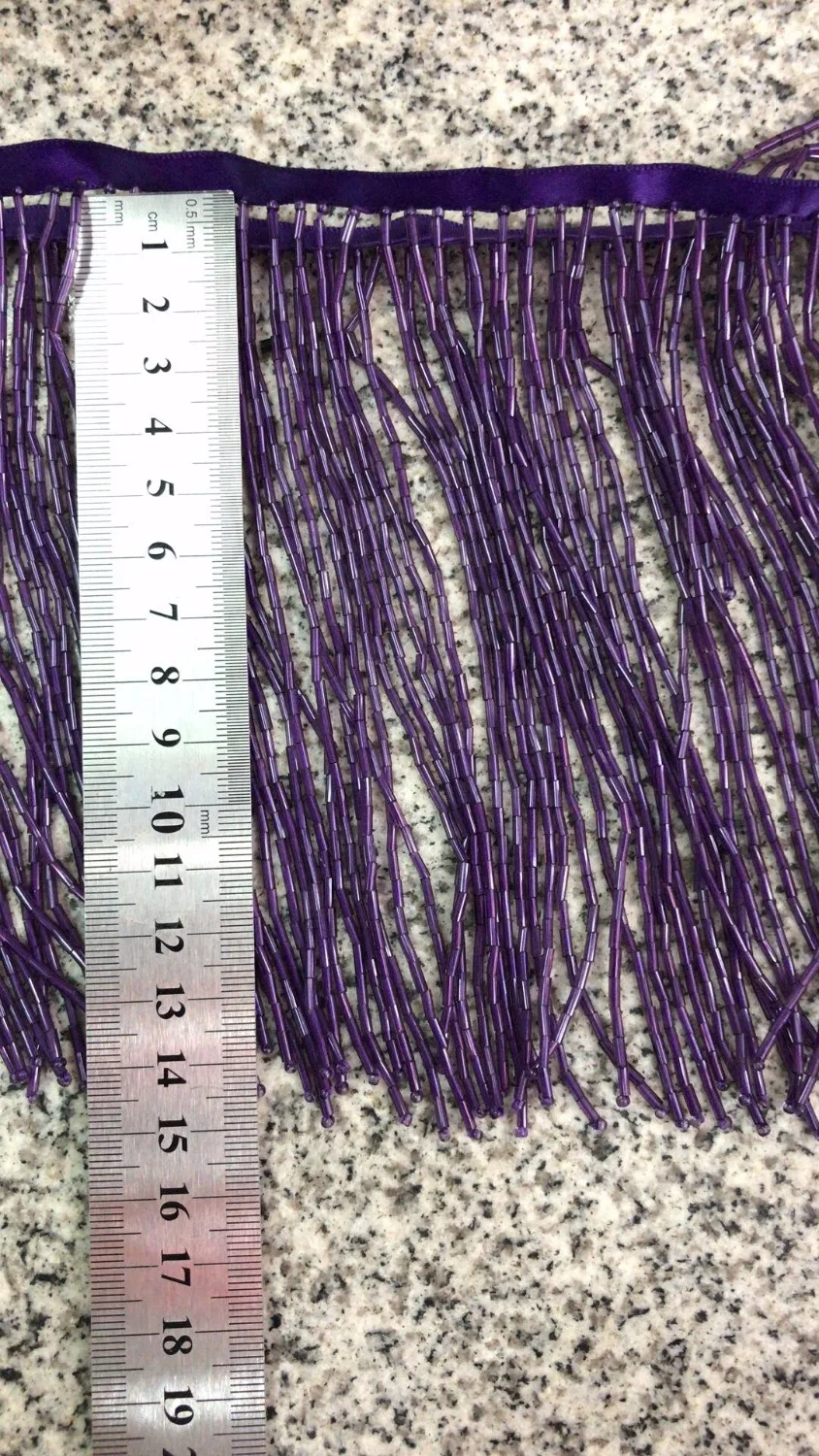 

15cm ZH-51547 high class beaded Fringe Ribbon Trim Fringe Tassel Lace Trim in purple for party dress decoration