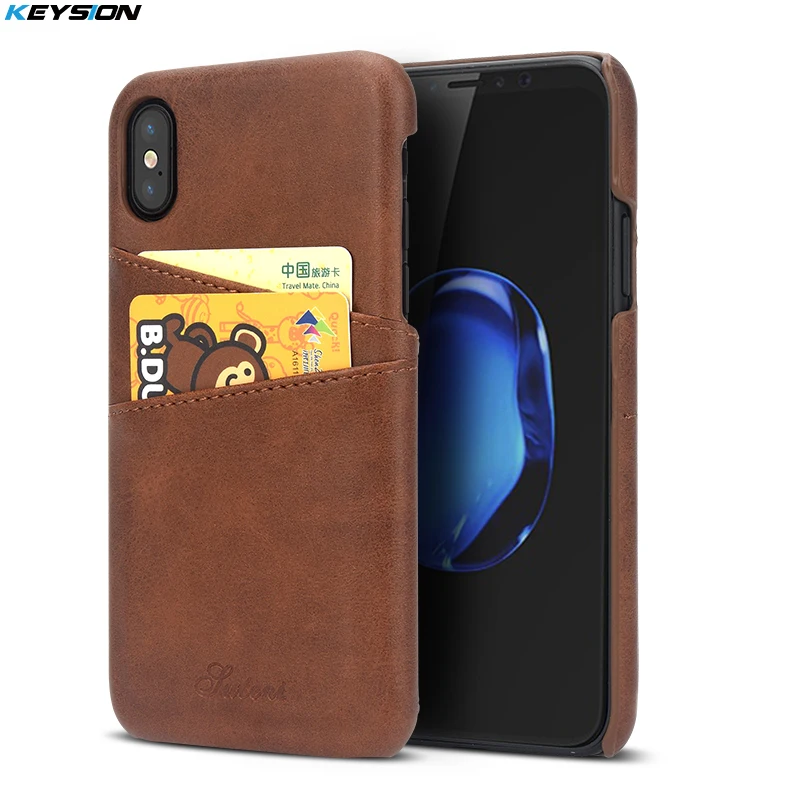 Чехол KEYSION для телефона iPhone X кожаный чехол Роскошный кошелек с отделениями карт задняя крышка чехлы 10|case for