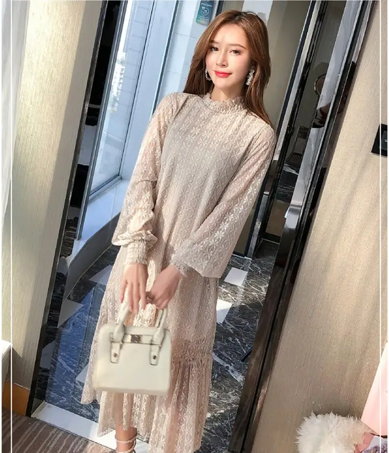 vestidos Free shiping Hot Sale fashion temperament Round Collar Long Sleeve Slim Sexy dress women Chiffon Dress | Женская одежда