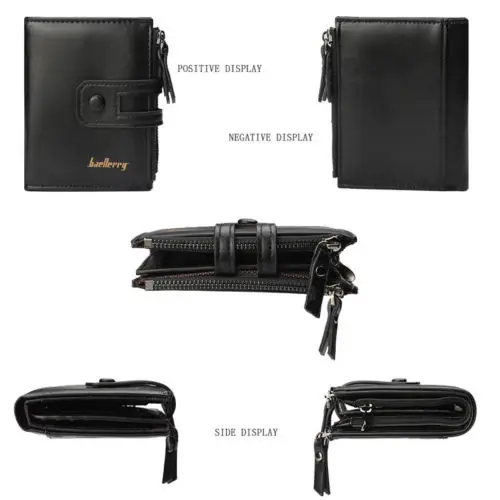 Мужской кошелек из натуральной кожи тонкий бумажник тройного сложения с RFID