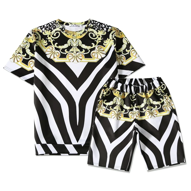 3D печать короткий рукав Футболка Мужской комплект одежды костюм роскошный