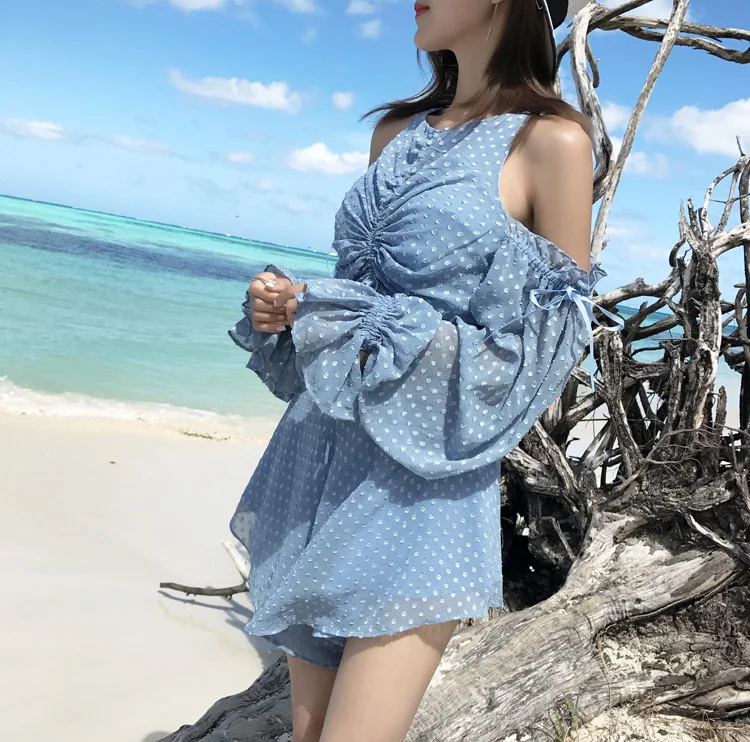 2018 Подиумные летние выходные Пляж Комбинезоны Сексуальная с открытыми плечами