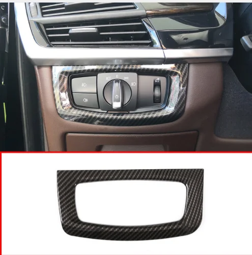 

Carbon Fiber ABS Chrome Headlight Lamp Switch Decoration Frame Cover Trim For BMW X5 f15 2014-2018 Car Accessories