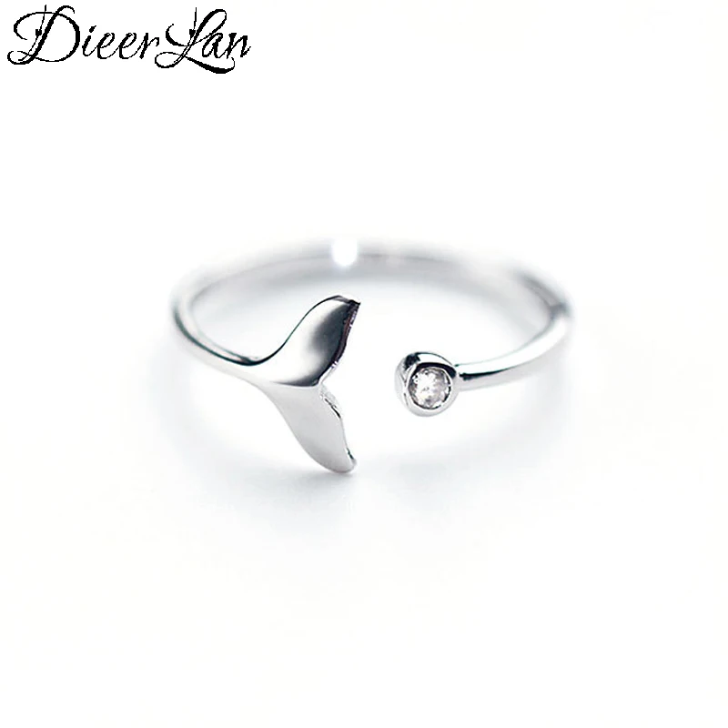 

Женское Открытое кольцо в виде рыбьего хвоста, кольцо из стерлингового серебра 925 пробы с кристаллами в виде животного, подарок для девушек, ...