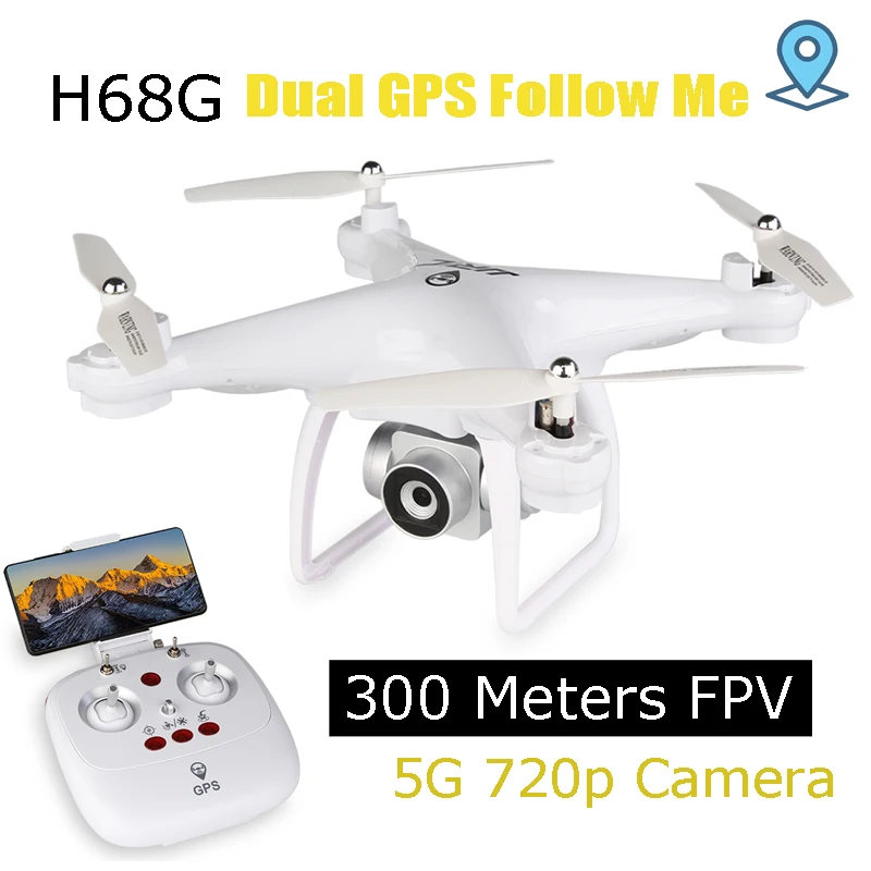Gps дрон с широкоугольной камерой 5G 720p 300 метров Wi Fi FPV Радиоуправляемый