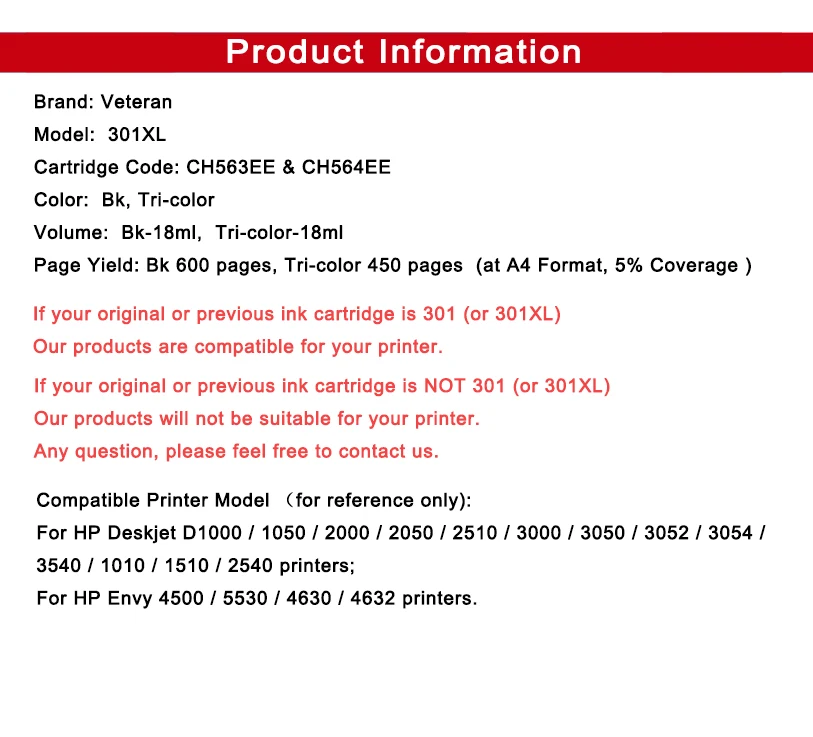 Ветеран 301xl чернильный картридж для hp 301 hp 301 xl картридж с чернилами hp DeskJet 1000 1050 1510 2000 2050 2540 2510 2540 3050 3054 принтер