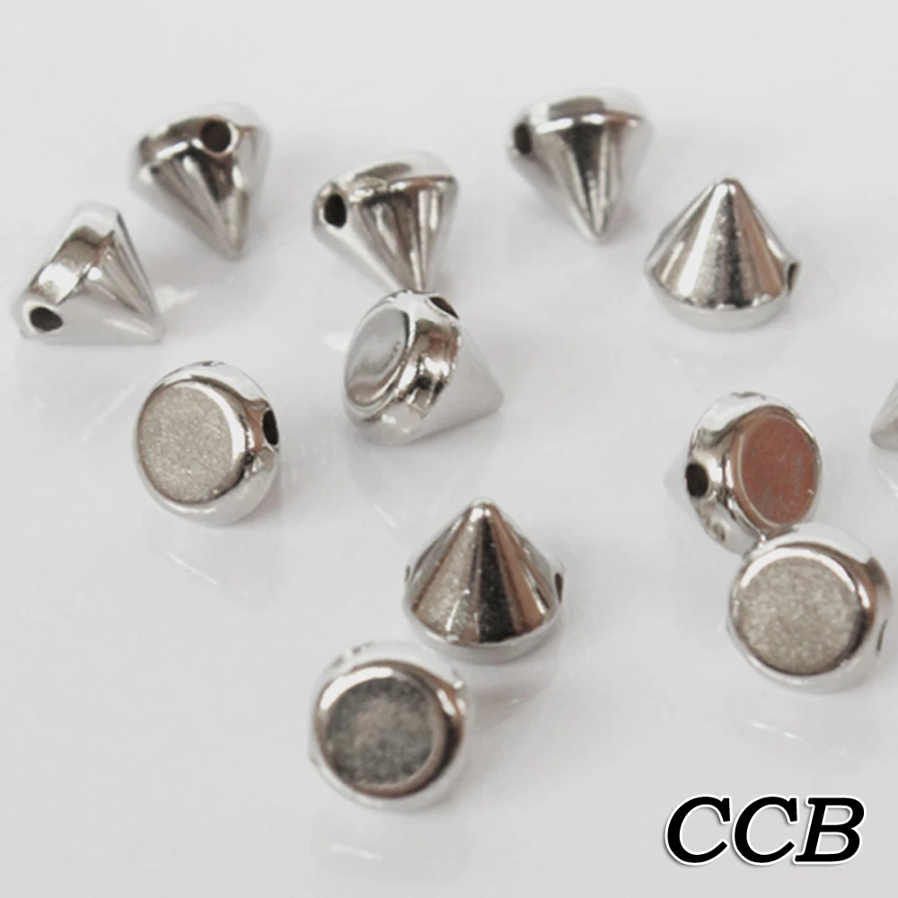 

Sale 200pcs Imitation of Metal Stud Rivet Spikes Gold Silver 6mm/8mm/12mm Plastic Beads For Shoes Bag Craft Garment Accessories