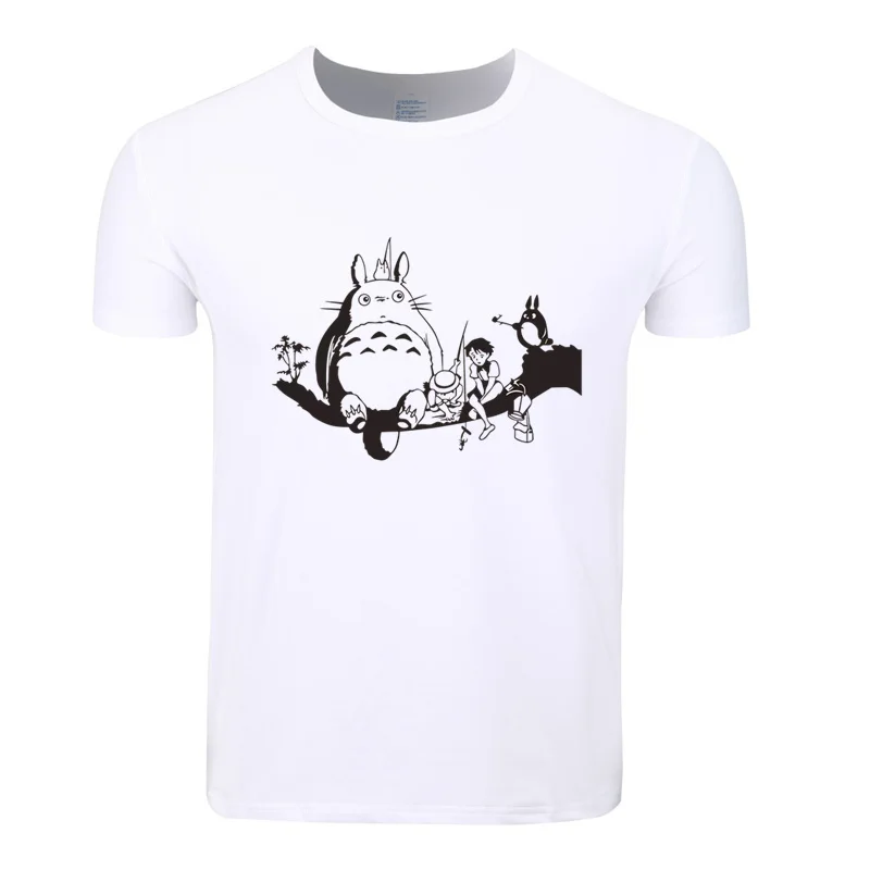 Мужская и женская футболка с принтом Miyazaki Hayao Kawaii Totoro японского аниме круглым
