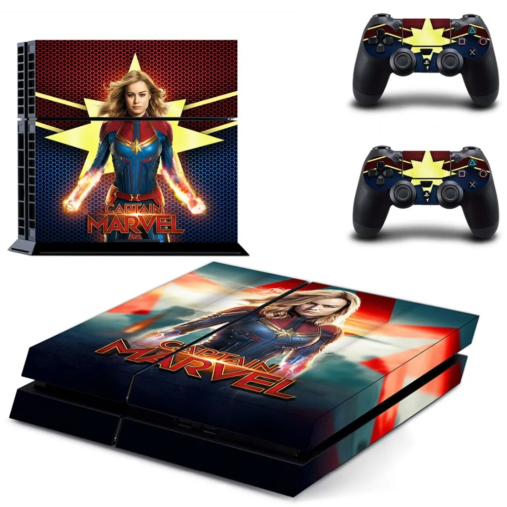 Мстители Капитан Marvel PS4 Наклейка Виниловая наклейка для Playstation 4 консоль и 2