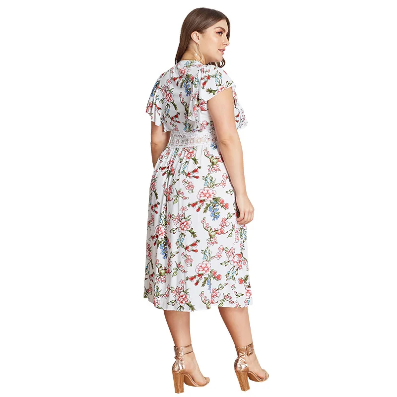 Летнее женское сексуальное кружевное платье большого размера сарафан с