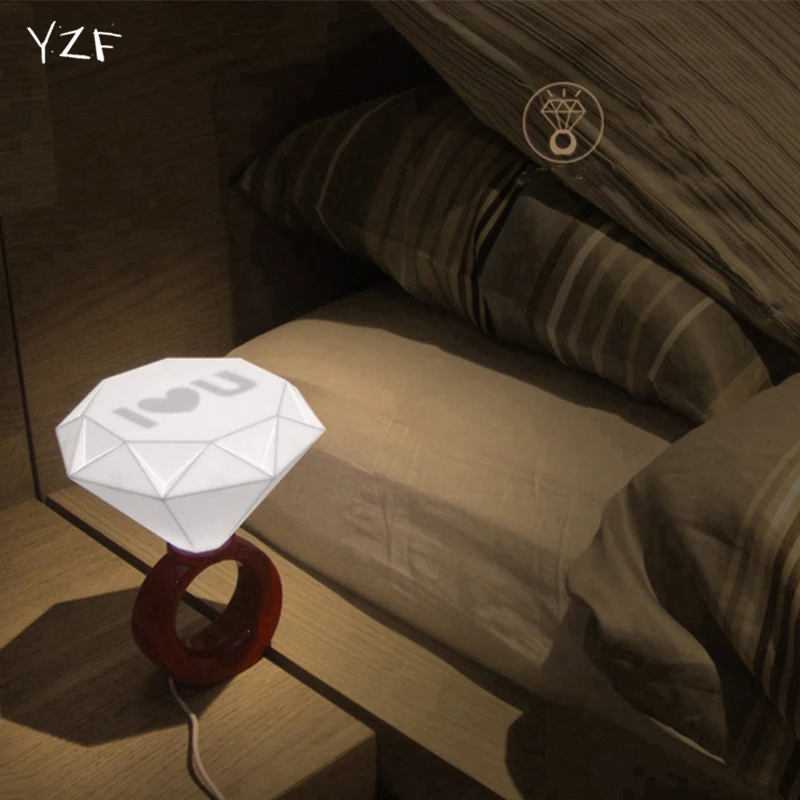 

New Diamond Valentine's Day Romantic Birthday gift ring lamp Creative LED Night light bedside lamp Cartoon USB night light
