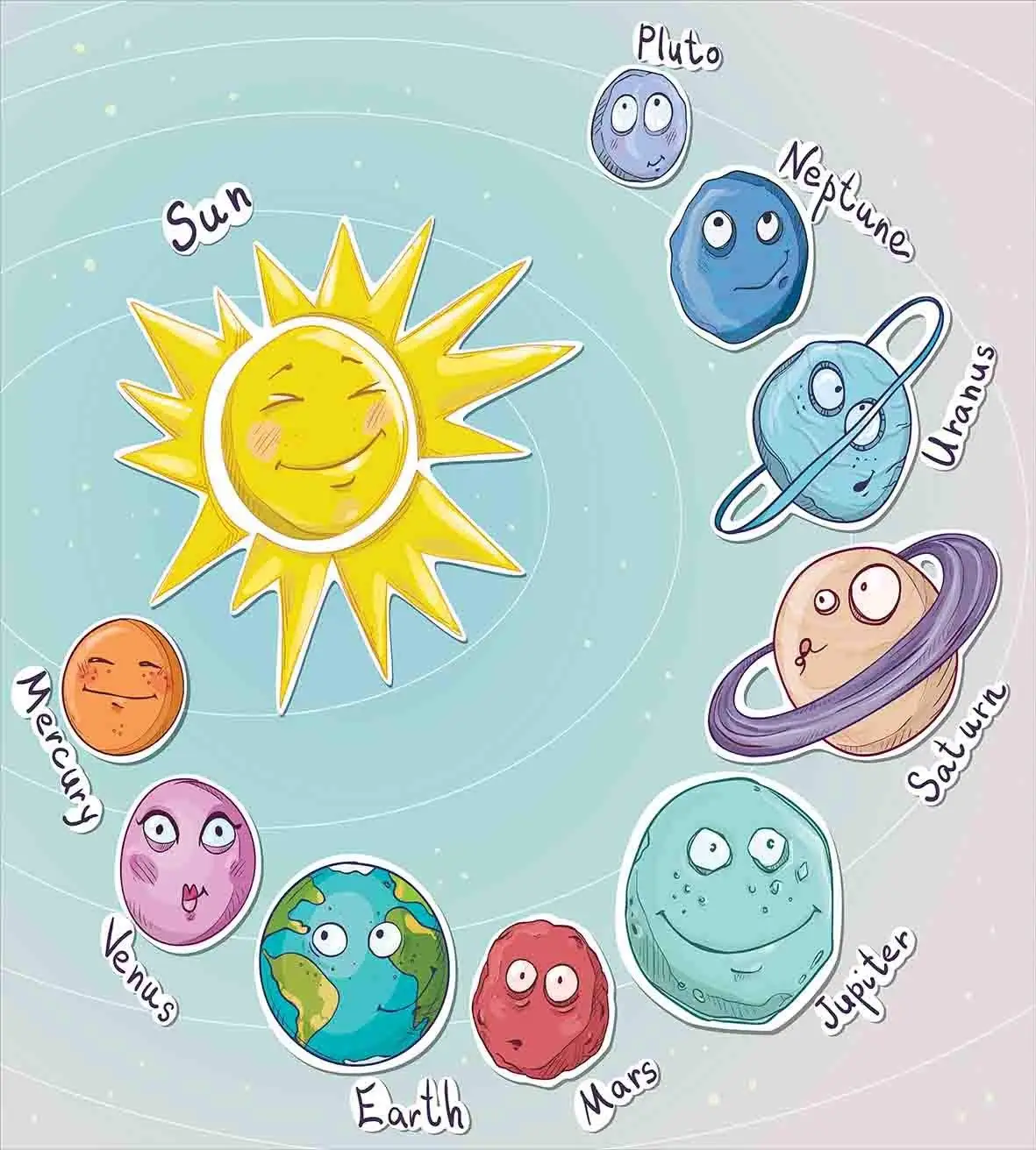 Космический набор пододеяльников с милыми мультяшными солнечными планетами
