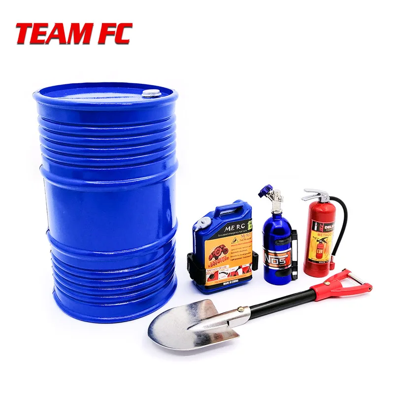 

1set/5pcs Metal Decoration Fuel tank oil drum nitrogen tank shovel fire extinguisher for 1:10 RC Rock Car TRX4 Axial SCX10 S275