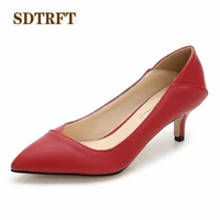 sdtrft spring autumn casual stilettos 5cm thin heels wedding shoes woman pointed toe hollow out ol work pumps plus36 44 45